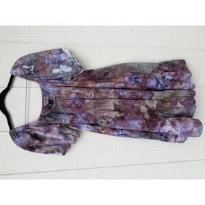 Cotton Women's Tie-Dye Puff Sleeve Dress Size S